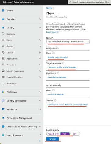 Create to finalize the setup